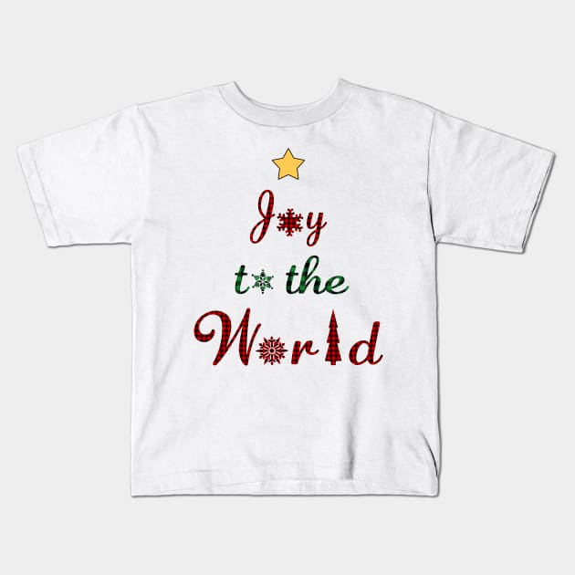 Joy to the world Christmas Tree Red Green Plaid. Kids T-Shirt by Maxx Exchange